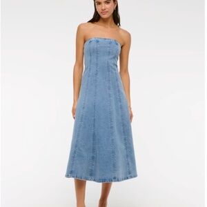 NWT Abercombie & Fitch Mila Strapless Denim Midi Dress
